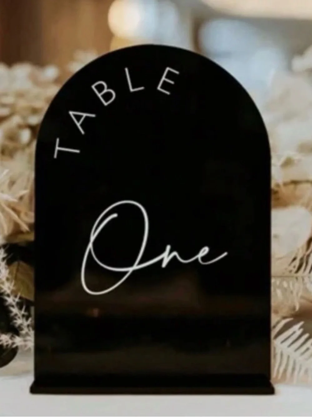 Black Acrylic Table One - Ten - Modern Script